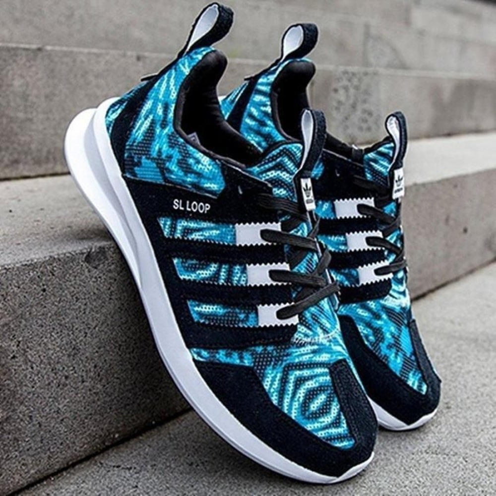 Adidas SL Loop Runner Casual Sneaker Tie Dye Blue Black Men's C75288 Size 12‎